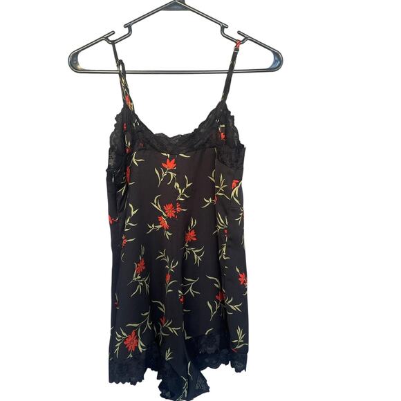 Forever 21 Romper Womens Small Floral Lace Trim Adjustable Straps Pajama - Picture 1 of 10